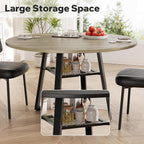 Round Dining Table for 4-6 People,47 Inch Dining Room Table,Modern Circle Kitchen Table with Storage Shelf and Metal Legs for Dining Room,Kitchen,Grey (Table Only)