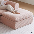 38.7" Plush Corduroy Ottoman, Upholstered Cloud Ottoman for Couch in a Box,Oversize Poufs for Living Room & Bedroom Sofa Ottomans,Comfy Seating with Dense Foam Padding,Pink