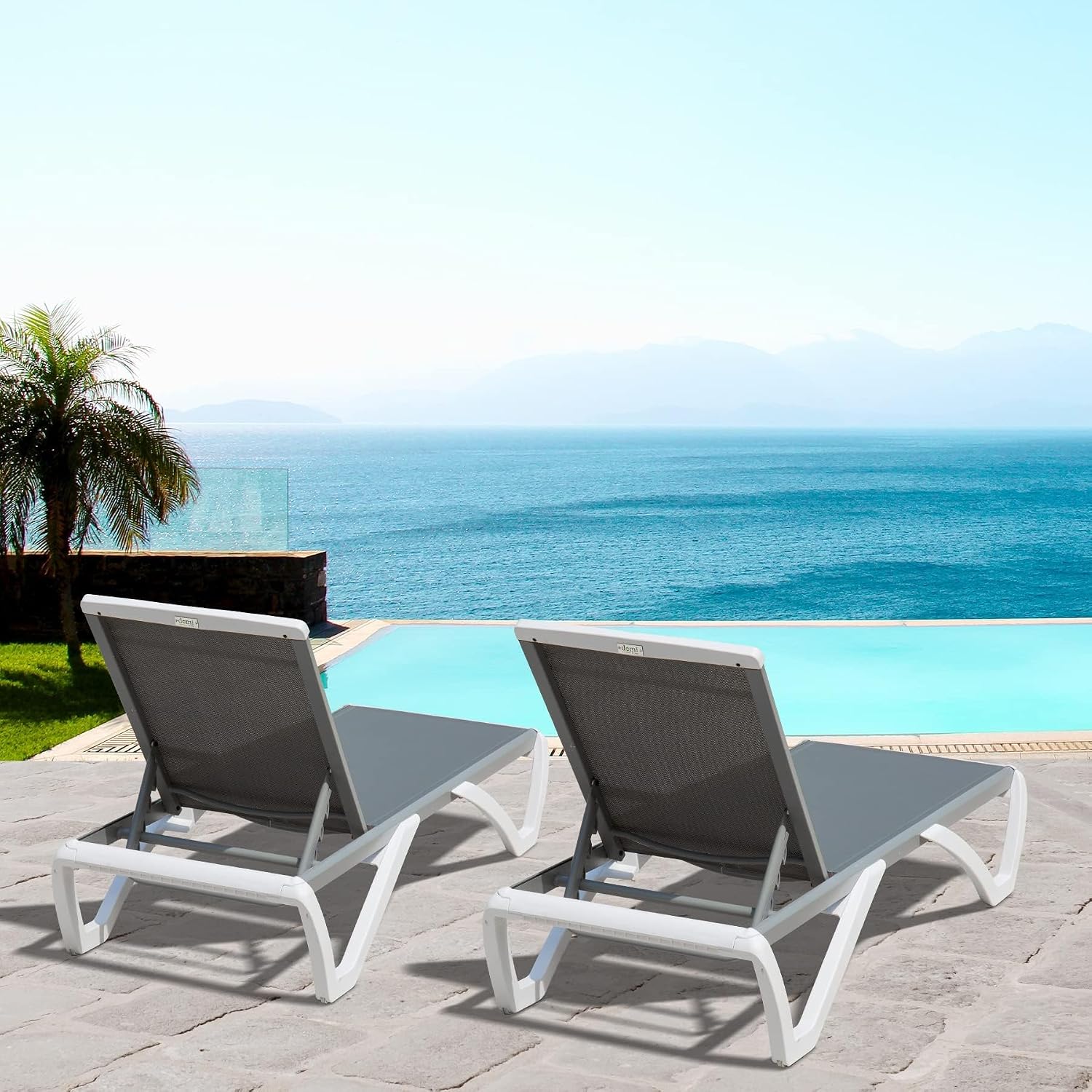 Domi Pool Patio Lounger Chair Chaise Lounge Chair Set of 4