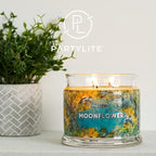 PartyLite 3-Wick Jar Candle, Highly Fragranced Clean Burning Glass Candle, 25-45 Hours Burn Time (Moonflower)