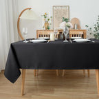 Biscaynebay Textured Fabric Tablecloths 70x120 Inches Rectangular, Black Water Resistant Spill Proof Tablecloths for Dining, Kitchen, Wedding and Parties, Machine Washable