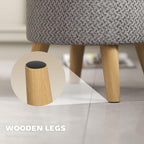 Light Gray Round Storage Ottoman with Hidden Lid and Linen Fabric