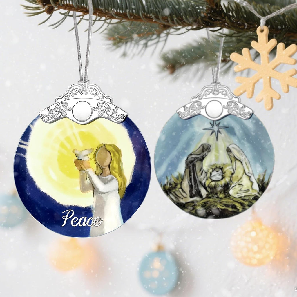 Stained Glass Ornament, Peace Angel Christmas Ornaments, Christmas Decorations for Tree, Holiday Ornament, Holiday Party Gifts, Gift Ideas & Xmas Gift - Peace Angel