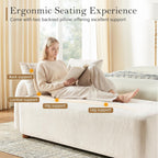68.9" Chaise Lounge Chair Indoor with Left Facing, Chenille Beige | 2 Throw Pillows, Comfy Reading Chair, Oversized Upholstered Sleeper Chair for Living Room, Bedroom, Apartment