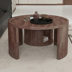 Round Nesting Coffee Table Set 2 with Storage for Small Space, Walnut | Wood Round Center Table Set 2, 2-piece Small Stacking Side Table with Wood Top, Versatile for Bedroom Balcony Apartment