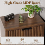 23" Wide Fluted Nightstands Set of 2, Bedroom End Table | Modern Nightstand, Metal Handle, Large Storage Bed Side Table for Bedroom, Living Room, Office, Walnut