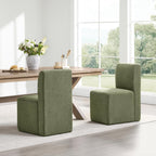 CHITA Dining Chairs with Casters Set of 4, FSC Certified Upholstered Armless Modern Rolling Dining Chairs with Rollers for Bedroom Reading Room Living Room, Fully Assembled, Moss Green