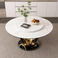 59" Round Dining Table with 360° Rotating Lazy Susan, Scratch & Heat Resistant Sintered Stone Tabletop, Marble Style Kitchen Dining Table, Perfect for Dining Room