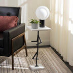 SAFAVIEH Home Collection - Warso White & Black Marble Accent Table, Sculptural Side Table, Fully Assembled (ACC3751A)