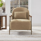 CHITA Accent Chair Set of 2, Sherpa Armchair with Wooden Armrest, Camel | Metal Frame, FSC Certified Living Room Chair for Bedroom, Office, Premium Resilient Foam, 31.9"x27.2"x32.1", 350 Lbs Capacity