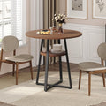 MAHANCRIS 31.5" Round Dining Table for 2-4, Farmhouse Kitchen Table with Storage Shelf, Small Circle Dining Table Space Saving, for Dining Room, Kitchen, Living Room, Walnut and Black DTHZ8201