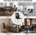 Black Dining Chairs Set of 6, Modern PU Leather Kitchen Chairs with Soft Cushion and Silver Chrome Metal Legs, Waterproof and Easy to Clean, Armless Dining Chairs for Dining Room,Kitchen