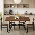 55 inch Dining Table for 4-6, Rectangle Kitchen Table with Storage Shelf, Space Saving Modern Farmhouse Design with Sturdy Metal Legs for Dining Room & Small Apartments