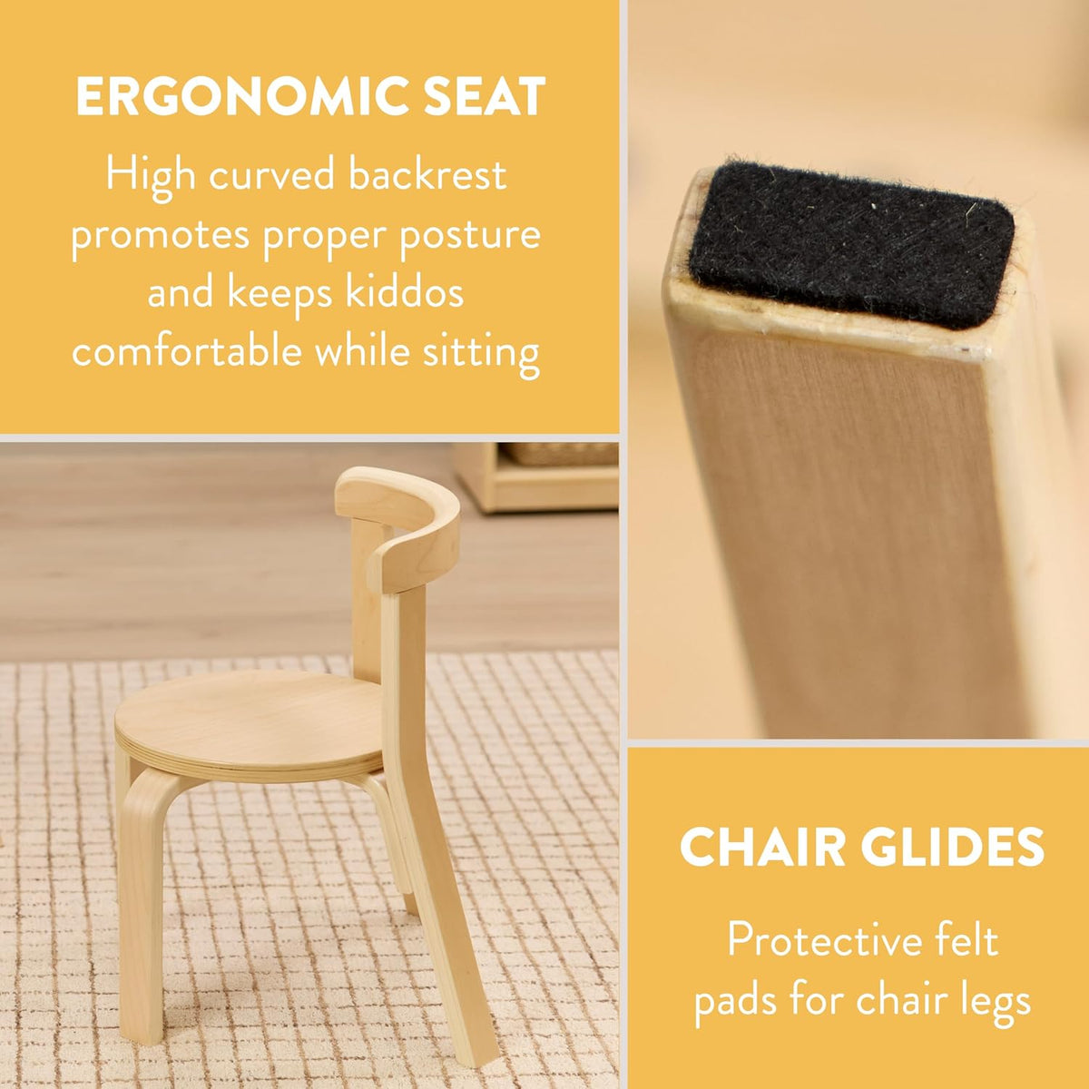 Back2School Express Bentwood Kids Table & Chairs Set, 5-Piece, Natural | Durable birch, GREENGUARD Gold Certified, 3-6 years, 74 lb seat capacity, flexible seating for crafts & play, classroom/home