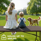 Folding Table 6 Foot, Heavy Duty 600 LBS Capacity, HDPE Wicker Pattern, Sturdy Design with Safety Lock, Portable Tables Folding for Camping, Party, Indoor & Outdoor Use, 2 Pack