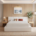 Queen Upholstered Bed Frame w/ Channel Headboard, Cloud Platform Bed Frame