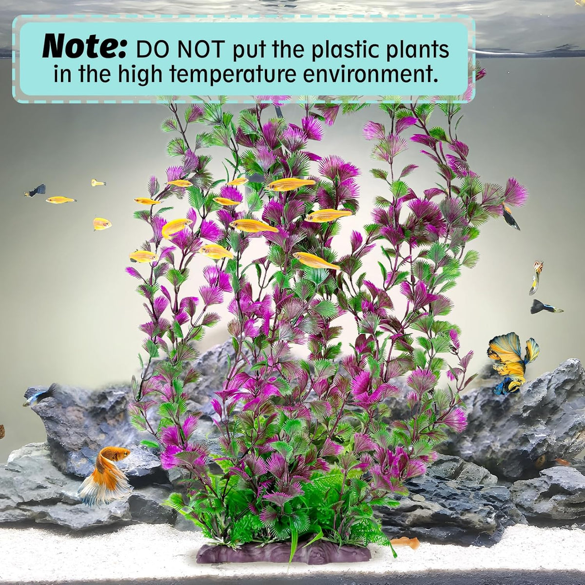 Hamiledyi Aquarium Plastic Plants Aquarium Decor Artificial Fish Tank Plants,Tall Fish Tank Decorations, Extra Large Aquarium Plant 20.4-inch Tall,1PCS
