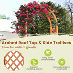 HAPPYGRILL 7.7 FT Wooden Garden Arbor, Outdoor Wood Garden Trellis for Climbing Plants, Wedding Arch Pergola for Ceremonies Parties, Solid Wood Backdrop Stand, Greenhouse Patio Lawn Decoration