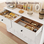 71" Kitchen Pantry Cabinet with Charging Station, Pantry Storage Cabinet Farmhouse Kitchen Hutch with Microwave Stand, Coffee Bar Station with Doors and Adjustable Shelves for Kitchen, White