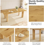 HIPIHOM Extendable Dining Table for 6-8, Space-Saving (Oak) | MDF Farmhouse Kitchen Table, Extends 63-78.7'', Seats 6-8, Space-saving for Kitchen, Dining & Living Room