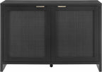 Crosley Furniture Kenji Media Console, Record Player Stand with Vinyl Storage, Modern Home Organizer, Black