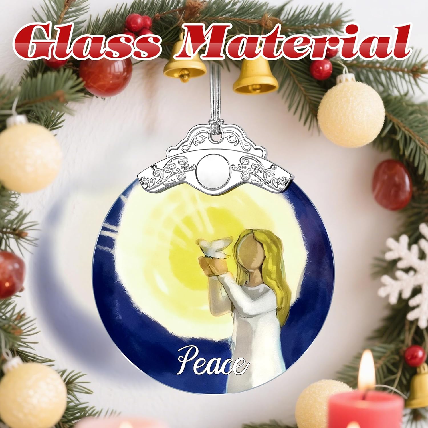 Stained Glass Ornament, Peace Angel Christmas Ornaments, Christmas Decorations for Tree, Holiday Ornament, Holiday Party Gifts, Gift Ideas & Xmas Gift - Peace Angel
