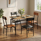 Takywep Dining Table Set for 4 – Wooden Kitchen Table with 4 PU Upholstered Chairs, Industrial Metal Frame Kitchen & Dining Set for Home, Apartment, Studio, Brown & Black
