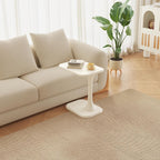 Guyii Modern Side Table, Cream White C-Shaped Sofa Table, Space-Saving End Table for Living Room, Bedroom, Sofa, Office, Easy Assembly