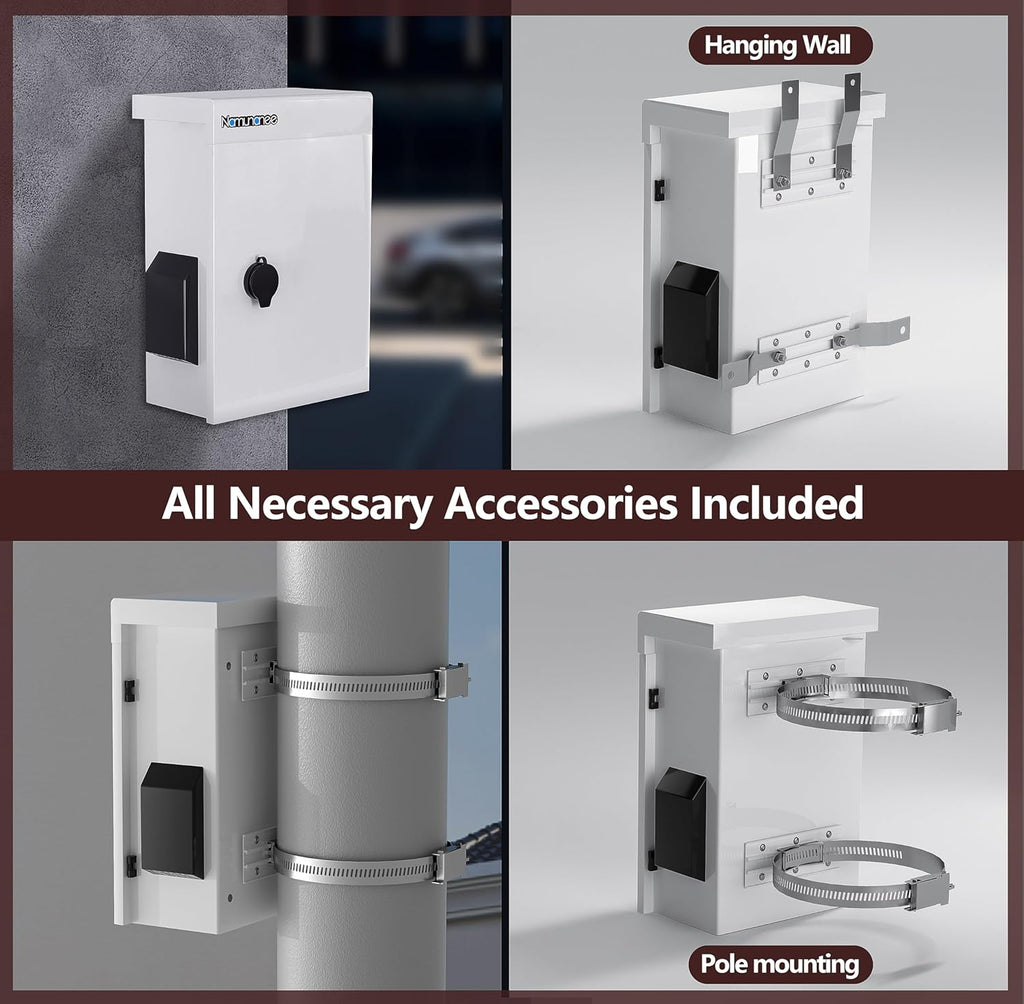 Outdoor Electrical Box with Thermostat and Fan, Cold-Rolled Steel Plate, Aluminum Alloy Back Beam, One-Piece Ventilation Design, IP65 Waterproof, Wall/Pole Mounted. (17.7" x 13.7" x 7.9")