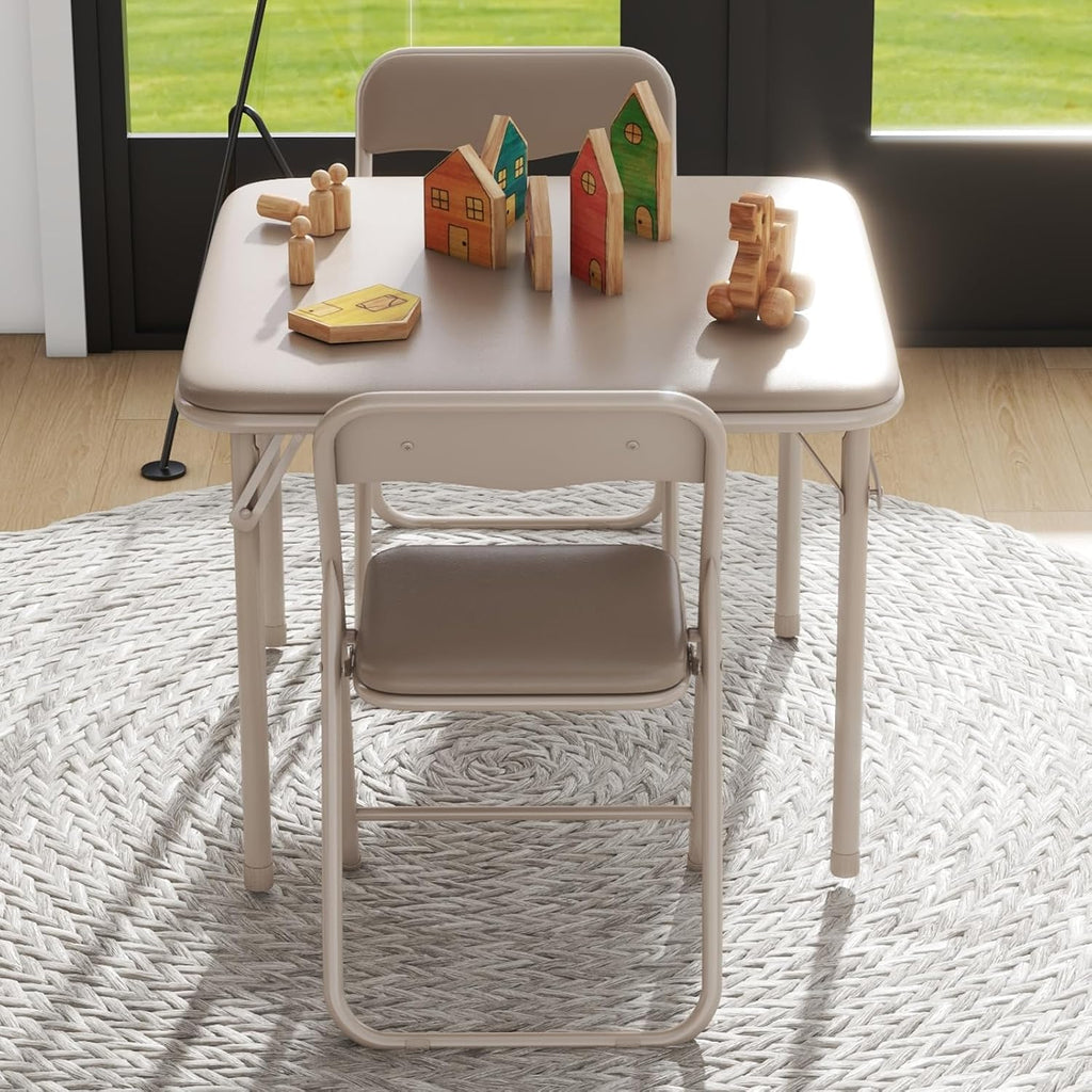 IDEALHOUSE Kids Folding Table and Chair Set | Foldable Table Set, Sturdy Steel Frame for Drawing, Crafts, Snacks and Homework