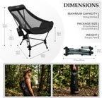 Hammock Camping Chair, Lightweight Folding Beach Lounge Chair with Adjustable Height Legs, Mesh Portable Swing Camp Chair with Cushioned Head Pillow & Armrests for Camping Beach Hiking