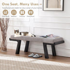 47" Upholstered Entryway Bench with Solid Wood Frame – Mid Century Modern End of Bed Bench, Dining Bench for Kitchen & Living Room, Grey