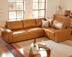 ELUCHANG 113" V-Shaped Modular Sectional Sofa Couch, Modern 4-Seat Premium Faux Leather Deep Seat Sofa with Corner, Removable Cover, Easy Assembly, Large Sofas & Couches for Living Room, Office, Brown