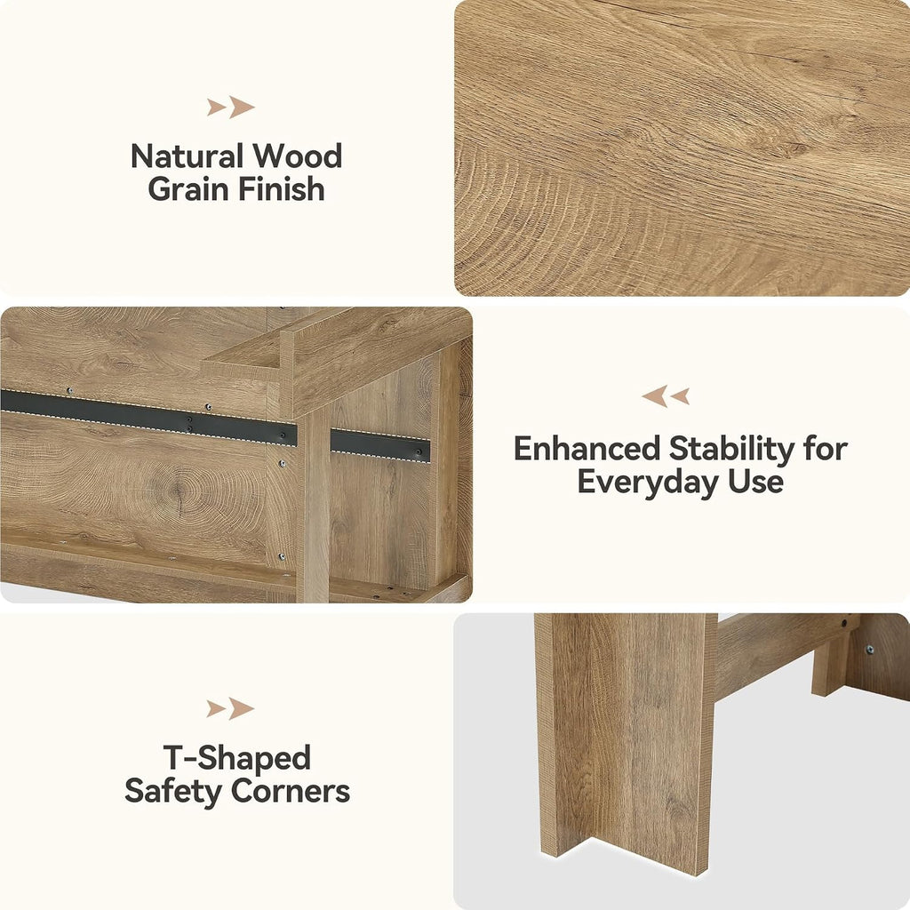 Tribesigns Dining Table for 6–8, 70.8" Farmhouse Dining Room Table with Sturdy Panel Legs, Large Wooden Kitchen Table for Dining Room, Living Room, Natural