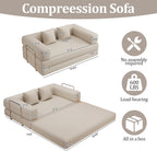 59.0 Inch Convertible Sofa Bed, 4-in-1Futon Sofas Bed Pull Out Sleeper Couch, Modern Deep Seat Sofa for Living Room, Corduroy Couches for Bedroom, Apartment, No Assembly Beige, 2 Seat