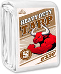 Tarp 8x20 ft Heavy Duty 12mil 100% Waterproof High Durability Multipurpose,Uv Resistant,White Tarp Suitable for Swimming Pools, Boats, Camping, Courtyards, Etc -by MVPNET