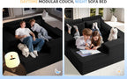 105" Modular Sectional Sofa for Living Room,Cloud Couch with L-Shape Chaise | Couch with Deep Seat, Memory Foam Cloud Sectional Couch, No Assembly, Luxury Velvet (Black, Right)