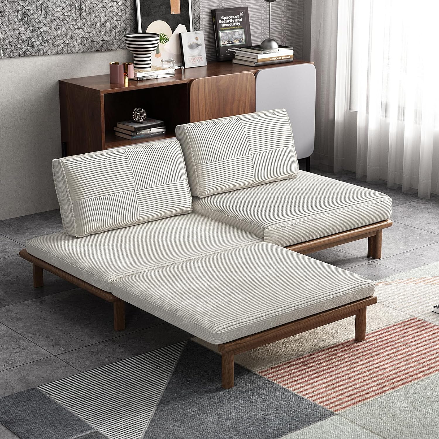 Lartis 78.7" Sofa Bed, Sleeper Pull Out Couch, Modern Couch Convertible Modern Futon for Living Room/Apartment/Bedroom, Modular Design Sofa,Full Solid Wood Frame