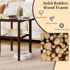 Giantex Glass End Table Set of 2, 24" Square Side Tables with Storage Shelf & Rubber Wood Frame, Small Coffee Table for Living Room, Mid Century Modern Nightstands for Bedroom
