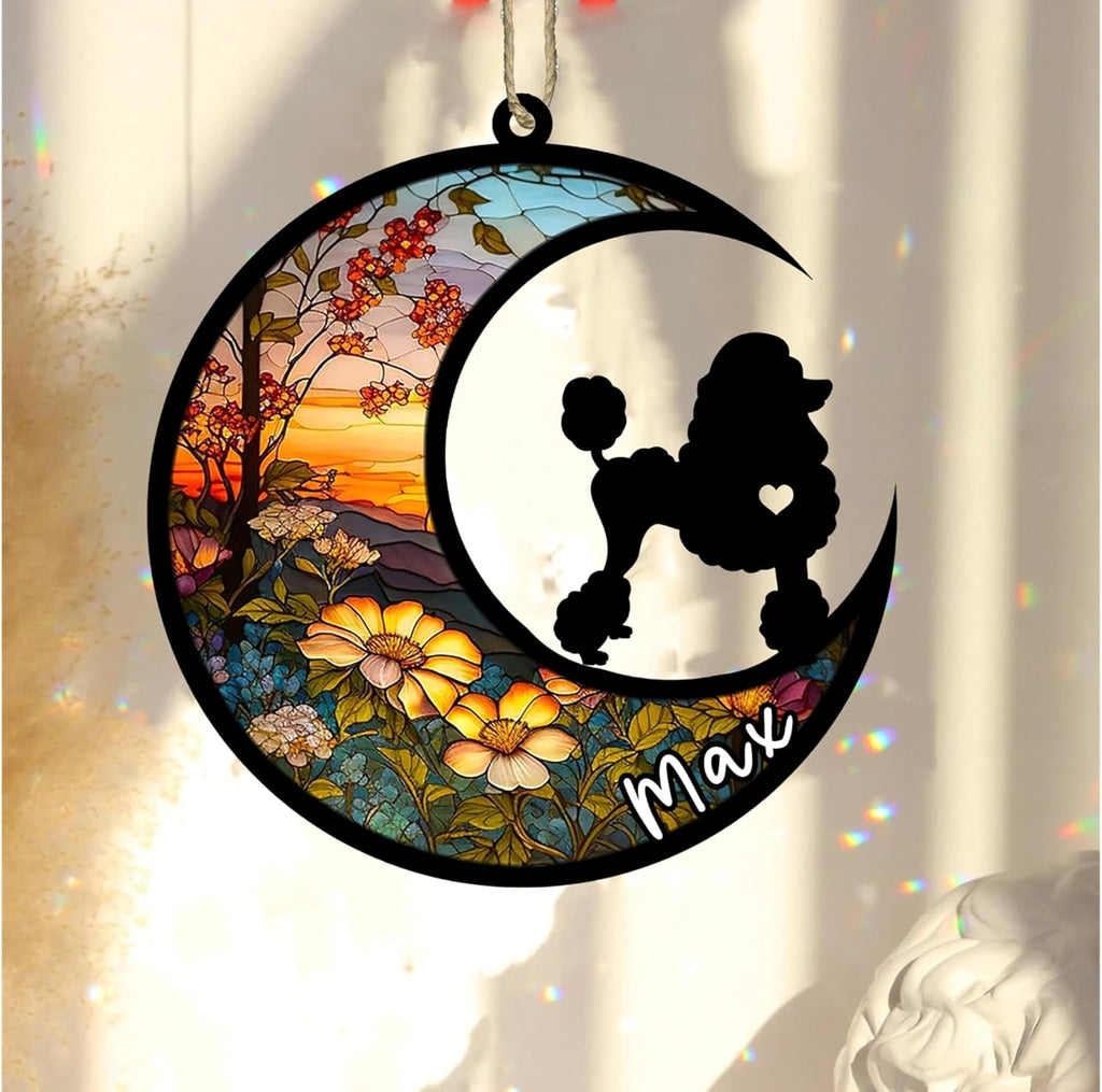 Personalized Dog Memorial, Custom Name Poodle Dog Christmas Ornament with Name, Custom Breeds, Pet Loss Light Catcher, Gifts for Lovers Loss of Pet Sympathy on Mothers Day Christmas