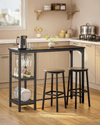 Qsun Small Bar Table Set for 2 | Kitchen Table for 2 with 2 Storage Shelves & Wine Glass Holder, Dining Table for Small Apartment, Dining Room