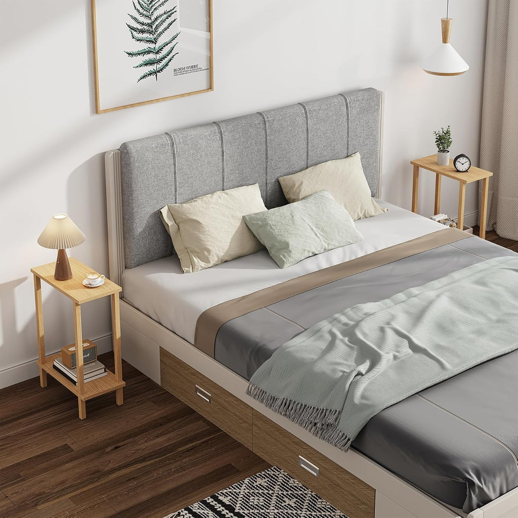 TUTOTAK Small Side Table, Narrow End Table, Skinny Sofa Table, Slim Nightstand, Couch Table, Living Room, Bed Room, Natural TB01BN062