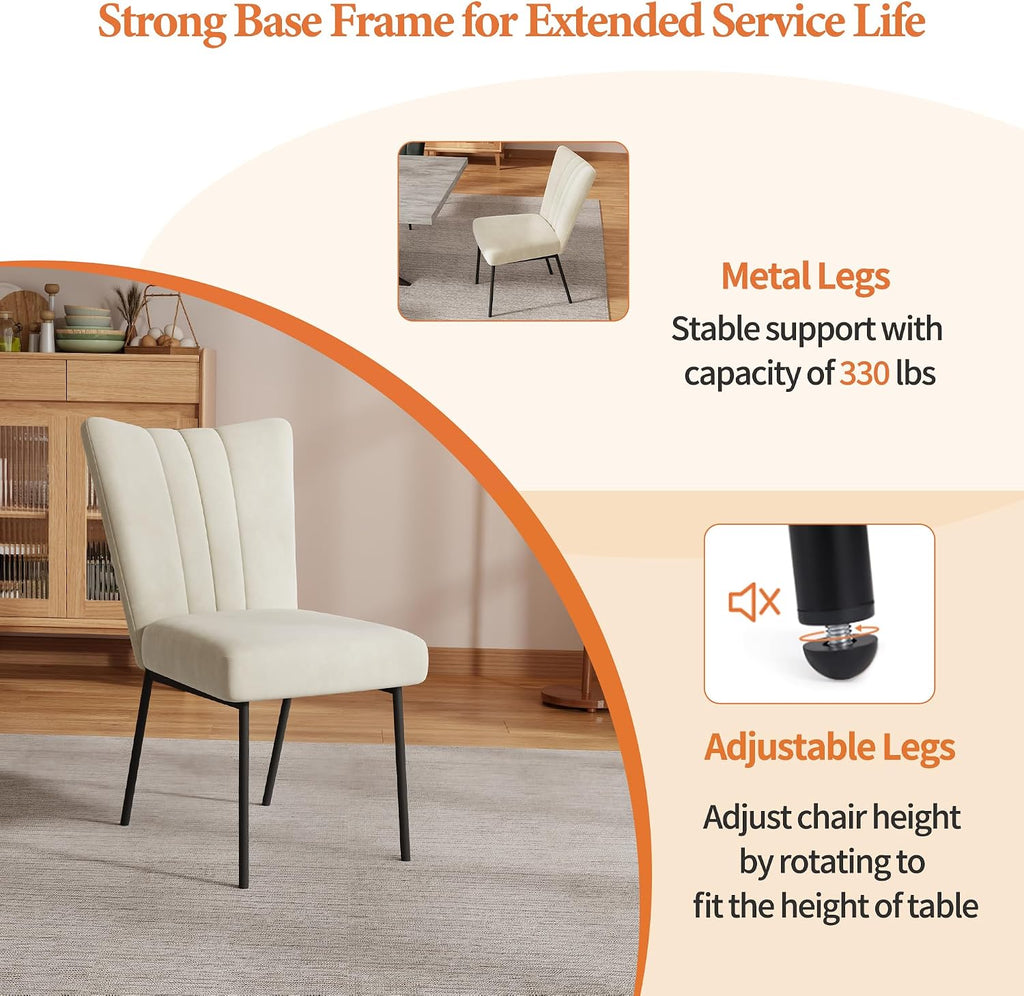 ZckyCine Dining Chairs Set of 4, Upholstered Velvet Kitchen Chairs with Thick Padded Seat and Sturdy Metal Legs, Modern Farmhouse Accent Chairs for Dining Room, Living Room, Waiting Room
