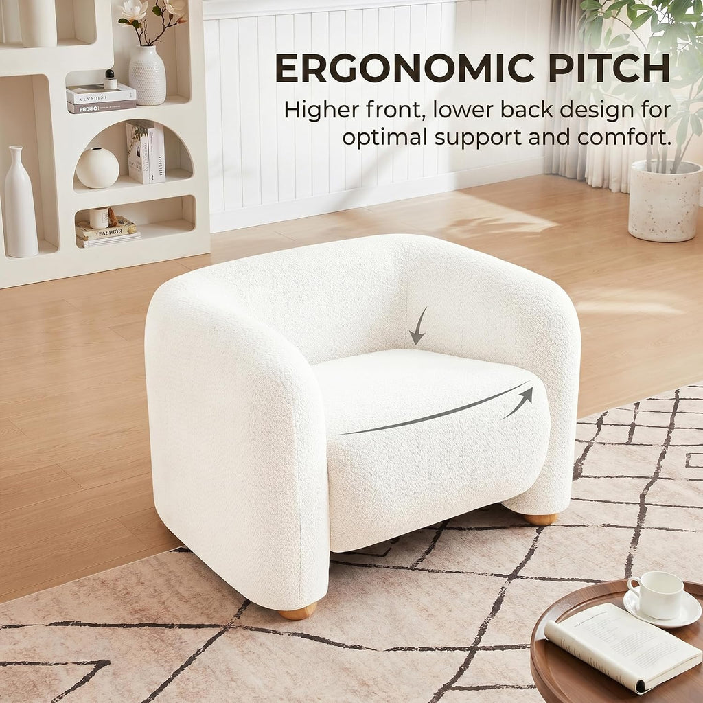 Mofolit 40" Barrel Chairs Oversized Modern Accent Chair Crate and Barrel Furniture for Living Room Bedroom Apartment .(Cream)