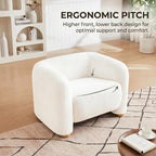 Mofolit 40" Barrel Chairs Oversized Modern Accent Chair Crate and Barrel Furniture for Living Room Bedroom Apartment .(Cream)