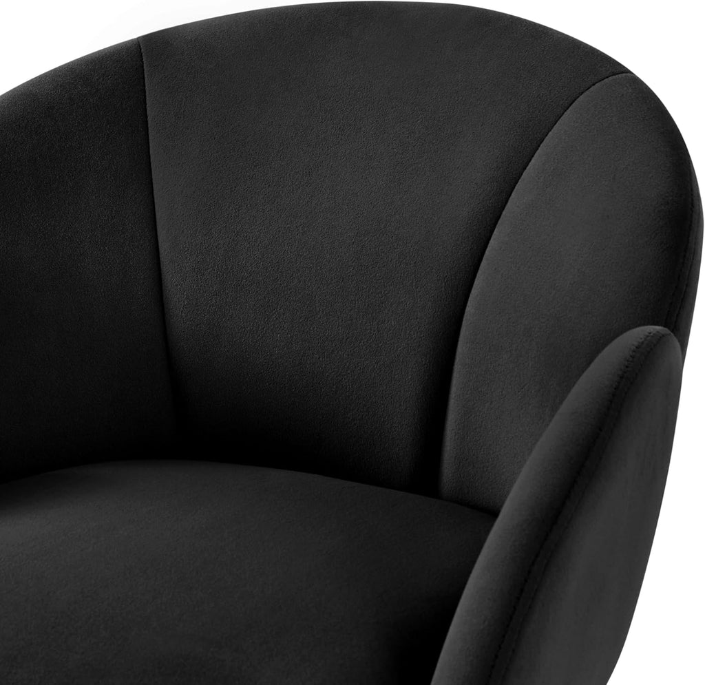 Yaheetech Upholstered Petal Dining Chair, Modern Velvet Bucket Dining Chair with Curved Back and Gold Metal Legs for Dining Room/Kitchen, Black