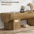 Tribesigns 55" Storage Bench with 2 Safety Hinges, Farmhouse Shoe Bench with Flip-Top Storage, Supports 350 lb and Easy Assembly (Natural)