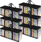 DVD Storage Bags 6 Pack DVD Storage Holder Case Clear PVC Media Holder with Handles for DVDs, CDs, Video Games, Books, Black