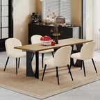 Upholstered Dining Chairs Set of 4, Modern Kitchen Side Chair with Padded Seat Comfortable Chenille Fabric Study Black Matel Legs,Desk Chair with Back for Dining Rooms, Beige