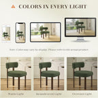 Wooden Dining Chairs Set of 4, Upholstered Kitchen Chairs with Solid Wood Legs, Mid Century Dining Room Chair with Ergonomic Curved Backrest for Kitchen Dining Vanity, Green